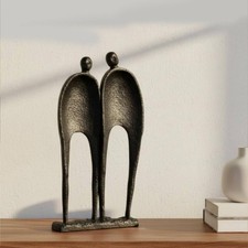 Metal Human Figure Statue Artisanal Abstract Couple Figurine Cast Aluminum