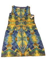 Kim Rogers Multi Color Tropical Shift Dress Sleeveless Scoop Neck Sz 18 -NWT