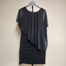 Enfocus Studio Womens 10 Black Glitter Overlay Sheath Cocktail Dress (0021)