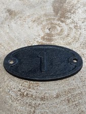 Vintage Metal Black/Grey House Number 1 Plaque Oval Door Gate Wall Sign Rustic