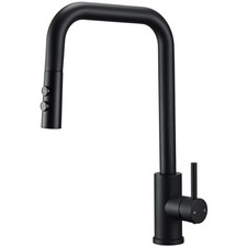 Matt Black Pull Out Kitchen Tap 360° Swivel Mixer Spray High Spout