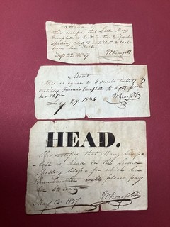 1836 & 1837 SPELLING AWARDS “HEAD” REWARD OF MERIT GOOD FOR 10 CENTS FROM PAPA