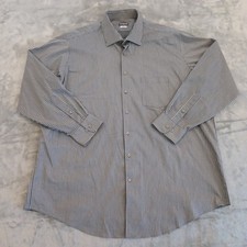 Van Heusen Flex Shirt Mens Size 18 Big Fit Gray Striped Long Sleeve Button Up