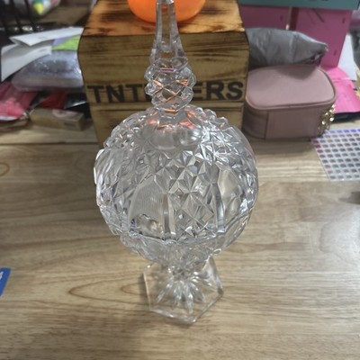 Vintage crystal candy dish with lid