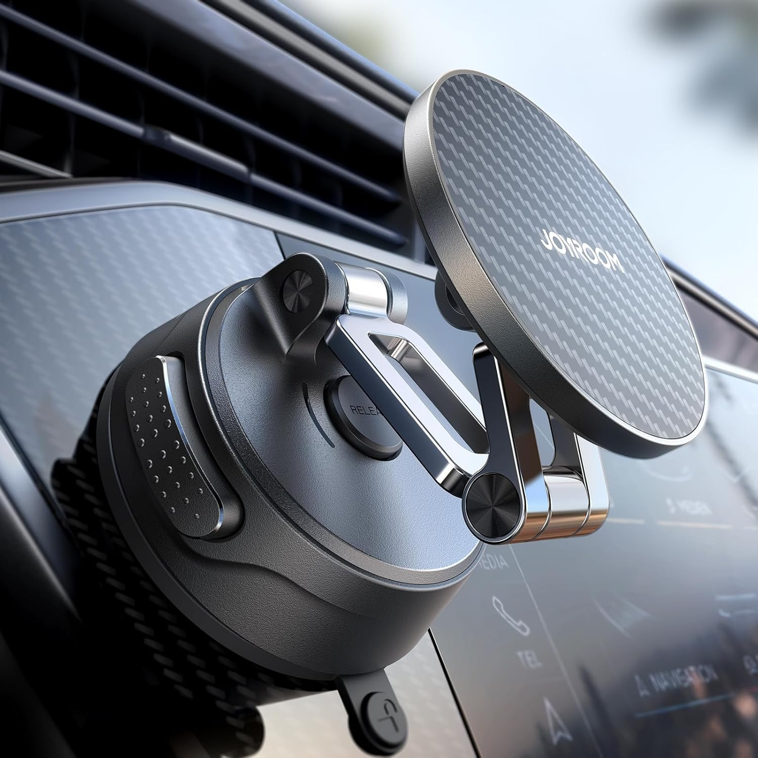 Support téléphone voiture magnétique et pliable Magsafe en alliage d'aluminium noir