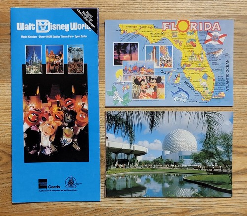 Walt Disney World : Magic Kingdom Epcot MGM Studios Park Promo + 2 Post Cards