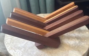 Hand-Carved Folding Wood Book Holder /Trivet Cookbook Bible Adjustable