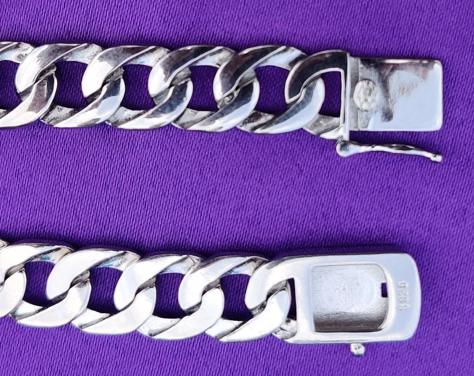 Bracciale da uomo in argento sterling 925 con catena a maglie cubane con zirconi - Immagine 4 di 4