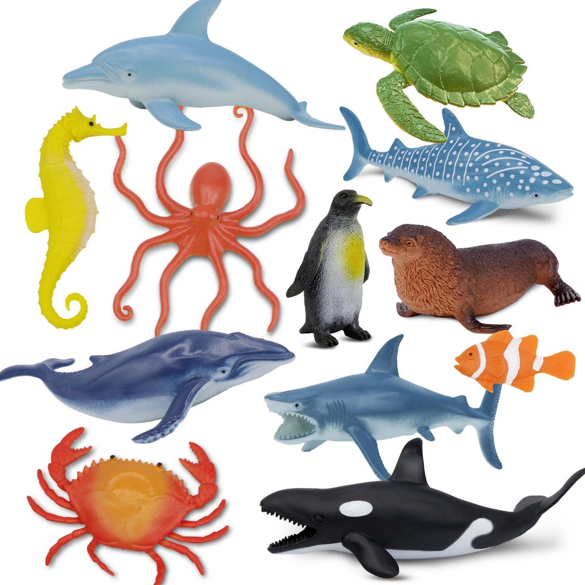 Ocean Sea Life Toy Figures Set for Kids, 12 PCS Realistic Marine