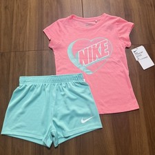 Nike Girls 2 Piece Matching Outfit Set Shirt and Shorts Size 6X New