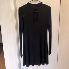 Forever 21 Black Key Hole Short Mini Swing Dress Long Sleeve L Large
