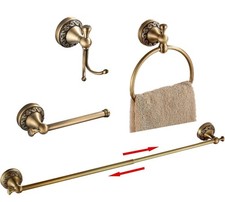  4-Pack Antique Brass Towel Bar Set, Adjustable Bathroom Towel Rack Include ...