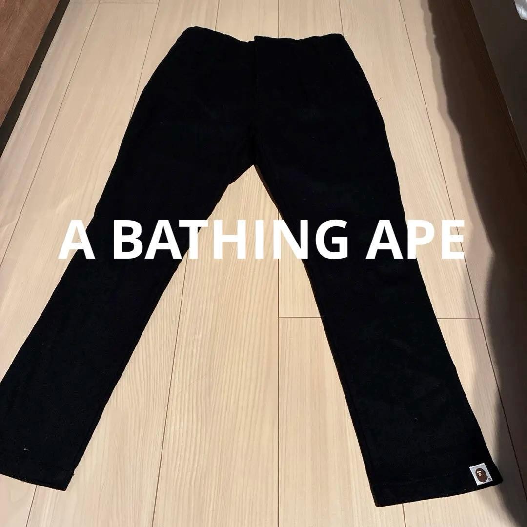 A Bathing Ape Wool Nylon Slim Straight Pants Black Waist 76cm