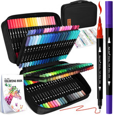 120 Colors Dual Tip Brush Pens Art Markers for Adult Coloring Books, Artist Draw
