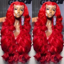 Hot Red 13x6 Hd Lace Frontal Wigs Human Hair Wig Brazilian Body Wave 13x4