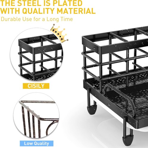 Organizador de carrito de fregadero de cocina Cisily, jabón antideslizante a prueba de óxido negro, negro - Imagen 4 de 8