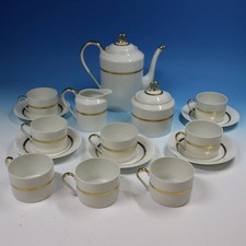 Limoges China - 16 Pc Coffee Set - Coffee Pot, Creamer, Sugar, 8 Cups, 5 Saucers