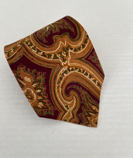 Vintage Burberry Men's Brown Paisley Silk Neck Tie 57L 4W Made in USA