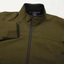 Arc'teryx Softshell Jacket Mens Medium Green Olive Full Zip Sleeve Pocket Hiking