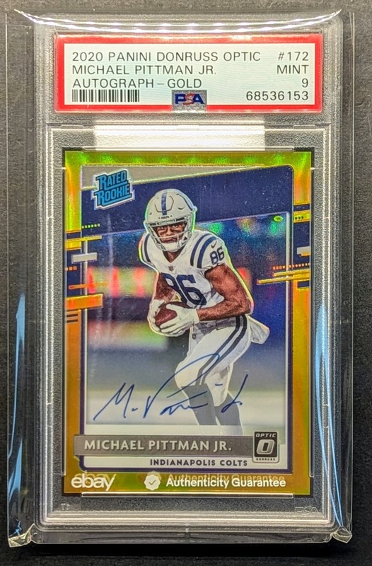 MICHAEL PITTMAN Rookie Auto 2020 Optic Gold Holo Prizm Rated Rookie SSP /10 RC