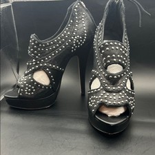 SIZE 6.5 Dolce Vita Black Studded Peep-Toe Pl...