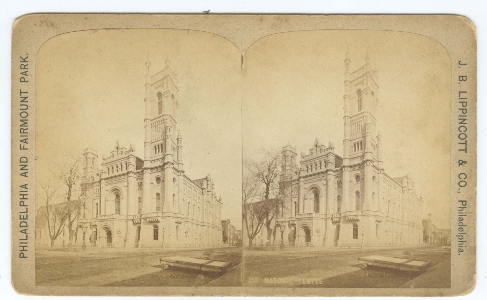 D1080~ PHILADELPHIA PENNSYLVANIA – Masonic Temple.1870s Stereoview Lippincott