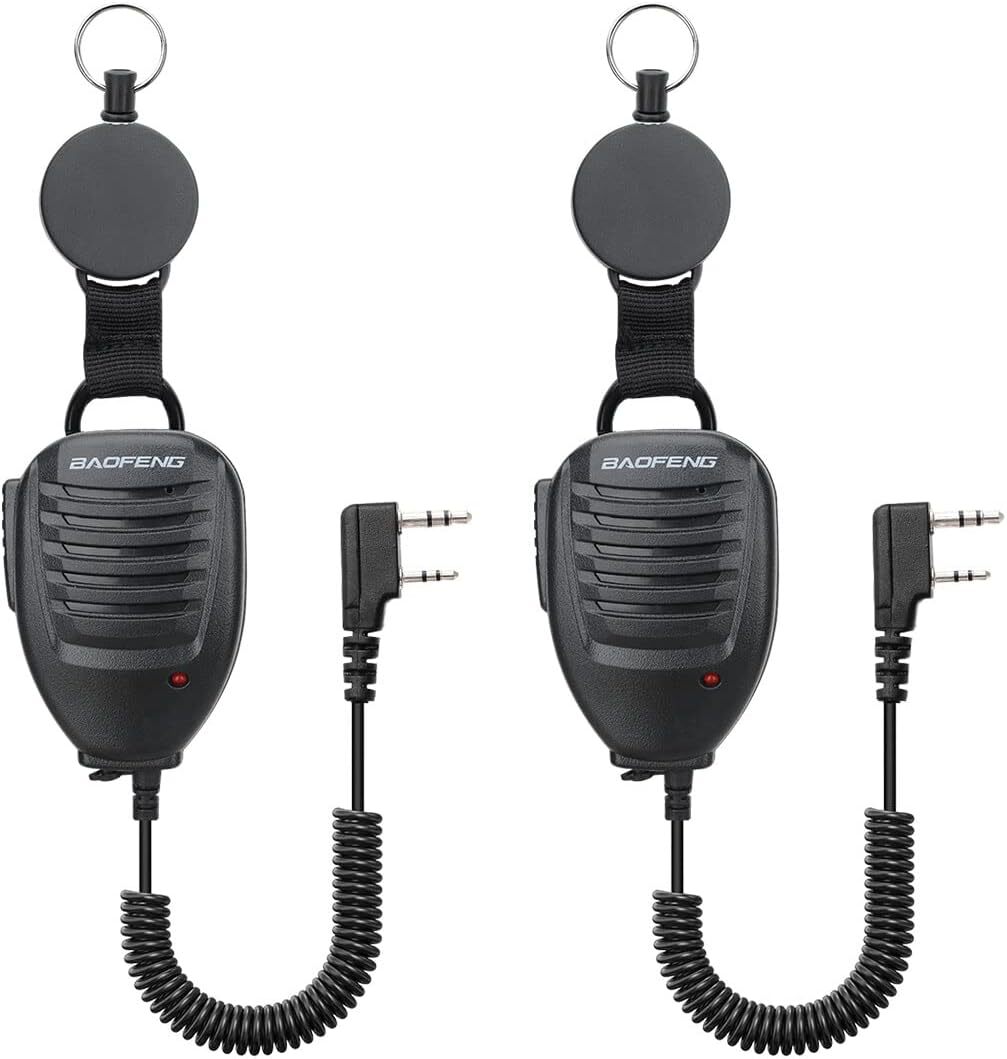 2x Baofeng Shoulder Speaker Mic for UV-5R UV-82 Ham Radio Walkie Talkie & Hanger