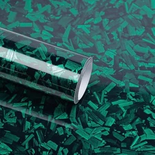 Green Forged Carbon Fiber Vinyl Wrap 1x5 Feet High Gloss Air Release Auto