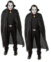 Herren Damen Langer Schwarzer Umhang Vampir Dracula Umhang Halloween KostüM