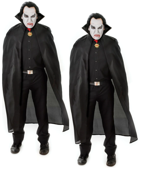 Herren Damen Langer Schwarzer Umhang Vampir Dracula Umhang Halloween KostüM-image