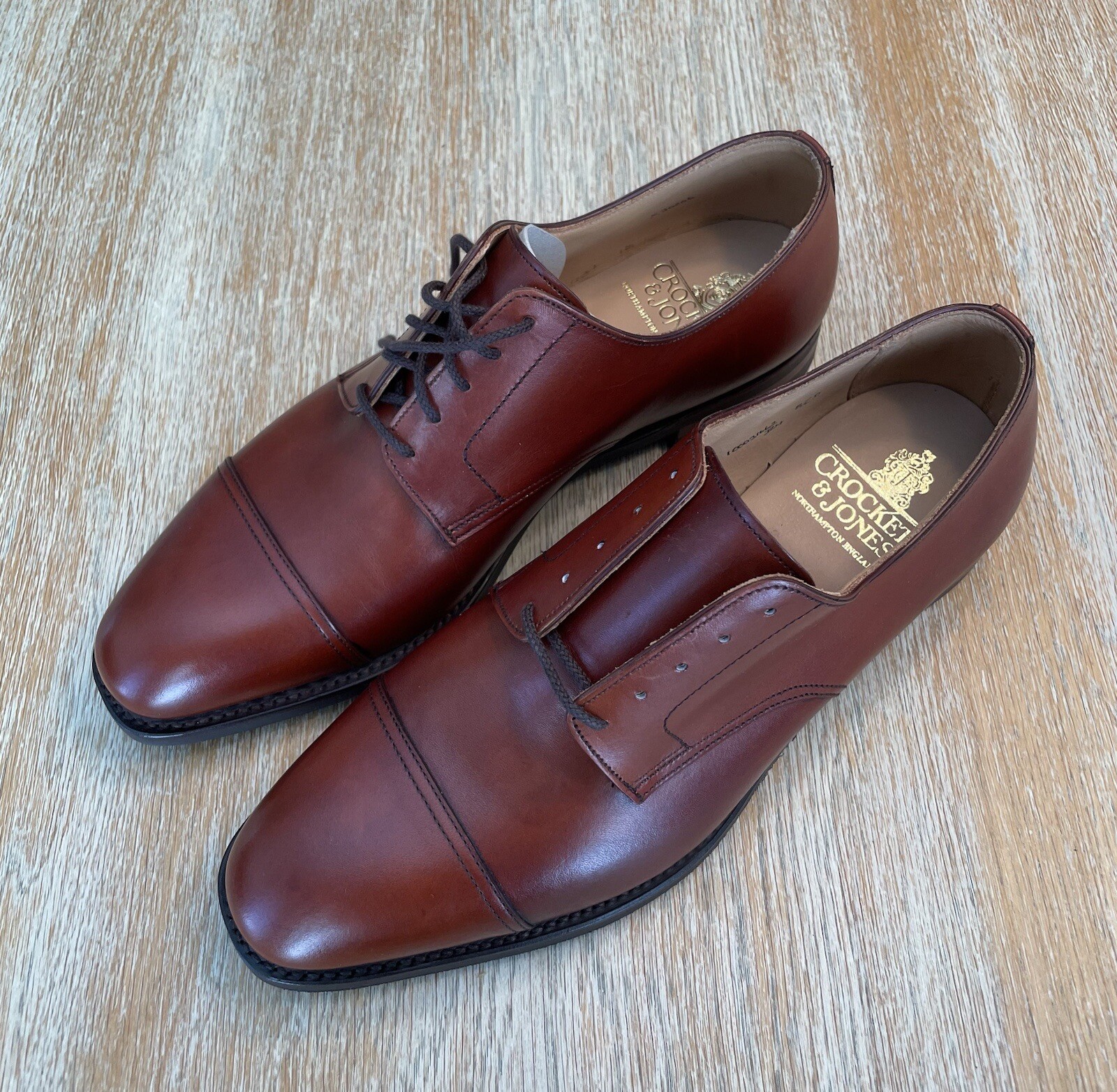 SAOLA Crockett Jones x Peal Co Square Cap toe derby blucher 8 5D City suola nuovo con scatola
