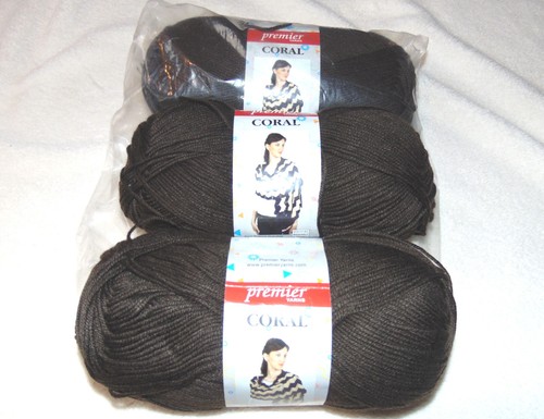 3 Skeins Premier Coral Brand Yarn Acrylic Dark Brown 3.5 oz / 100g Turkey NEW - 第 1/3 張圖片