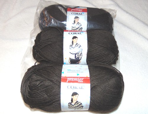 3 Skeins Premier Coral  Brand Yarn Acrylic Dark Brown 3.5 oz / 100g Turkey NEW - Picture 1 of 3