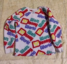 Walt Disney World Vintage Multi Color Sherpa Fleece Pullover Sweater Sz Small