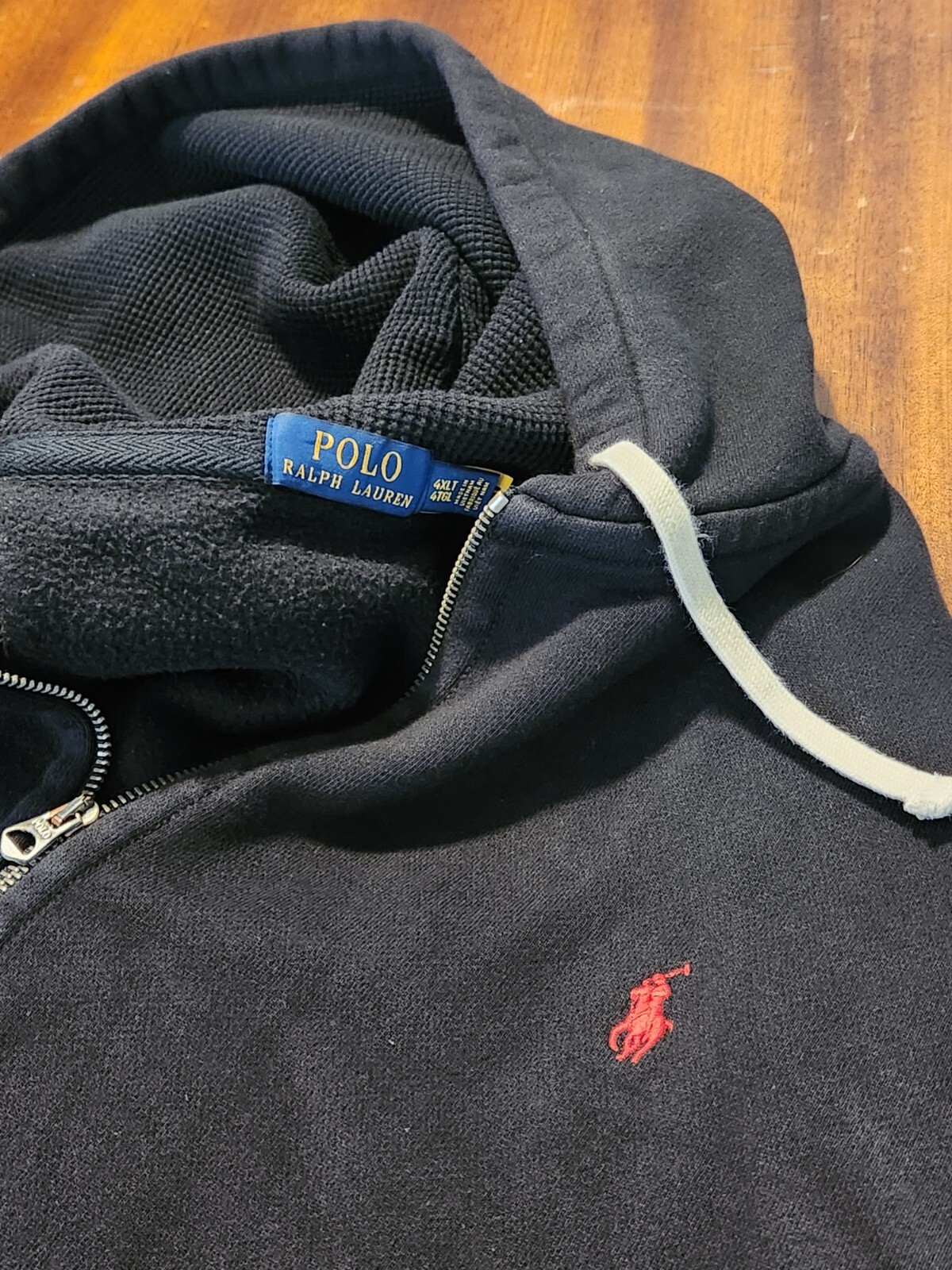Polo Ralph Lauren felpa con cappuccio e zip intera blu rosso pony 4XLT