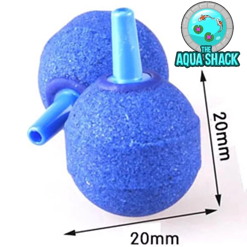 Small Round Aquarium Air Stones 20mm - Blue Bubble Ball Pond Pump Fish Oxygen