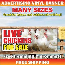 LIVE CHICKENS FOR SALE Advertising Banner Vinyl Mesh Sign Flag Farmers Eggs Farm