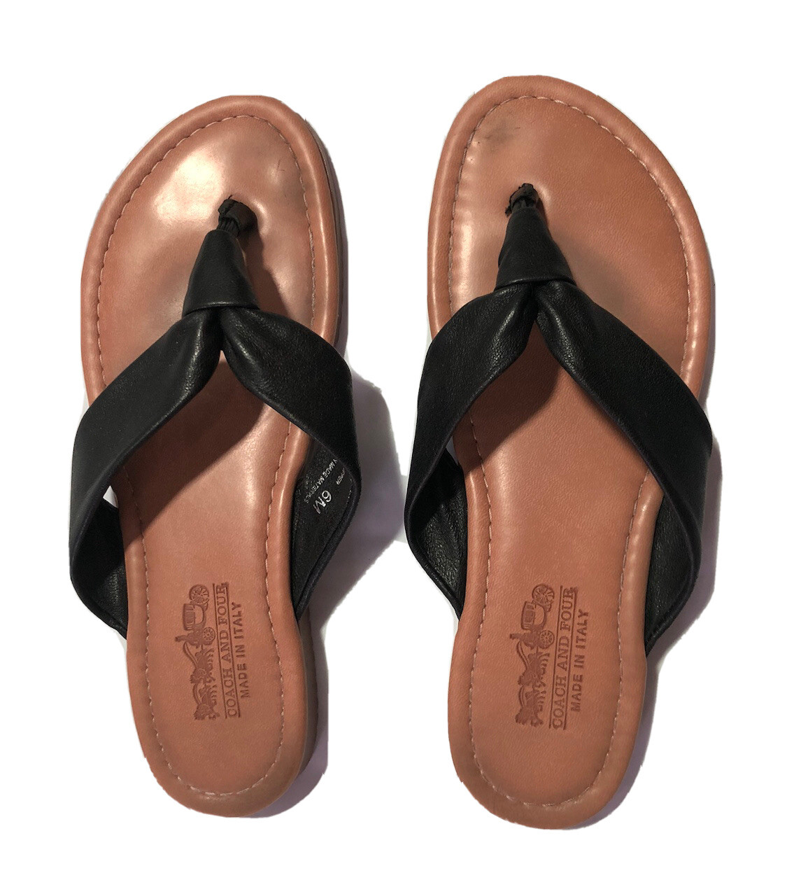 Coach Made in Italy Leather Strappy Thong Sandals Siz… Gem