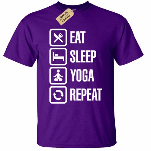 KIDS BOYS GIRLS Eat Sleep YOGA Repeat T-Shirt funny gift gym - Photo 4 sur 8