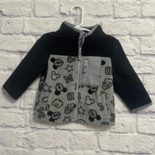 Jumping Beans Mickey Mouse Fleece Jacket Full Zip Gray Black 12M