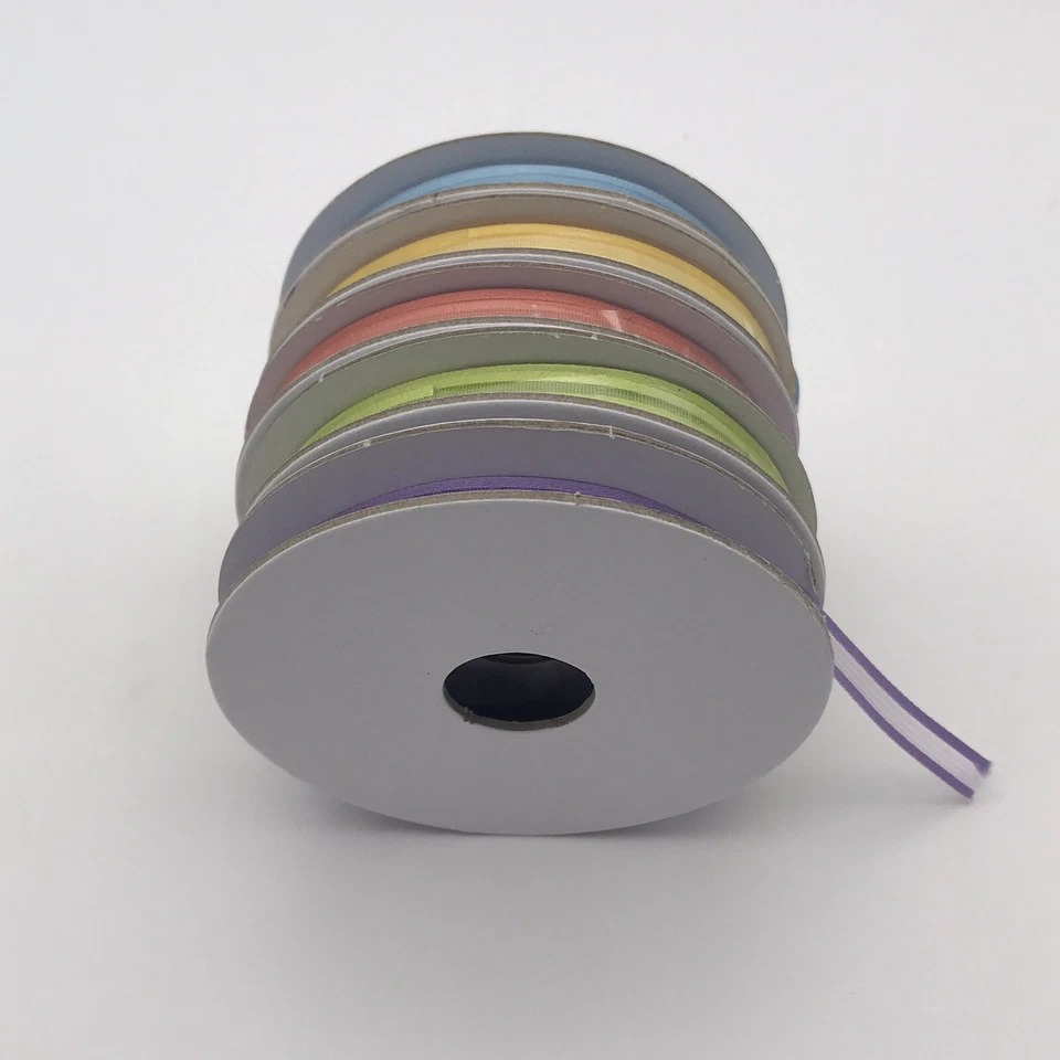 Pastel Satin Sheer center Ribbon 1/4" Lot of Blue Green Yellow Orange Lavender - Image 2 of 4