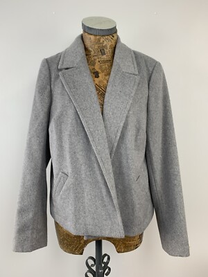 MARKS AND SPENCER JACKER BLAZER WOLLE Grau Tweed UK 16 Luxus Zweireiher Offen