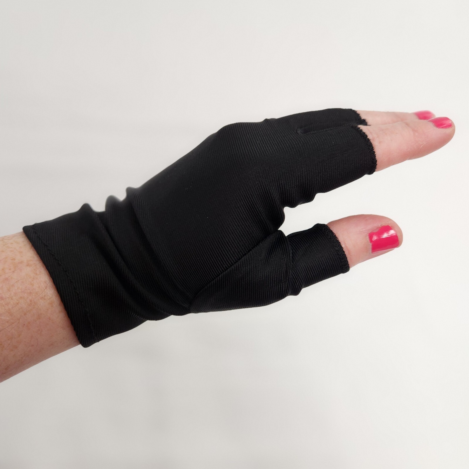 Gloves Half Finger Costume Black Stretchy Adult Medium-image