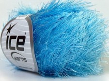 Light Blue Eyelash Yarn Ice Blue Fun Fur 22779 50 grams 70 yards