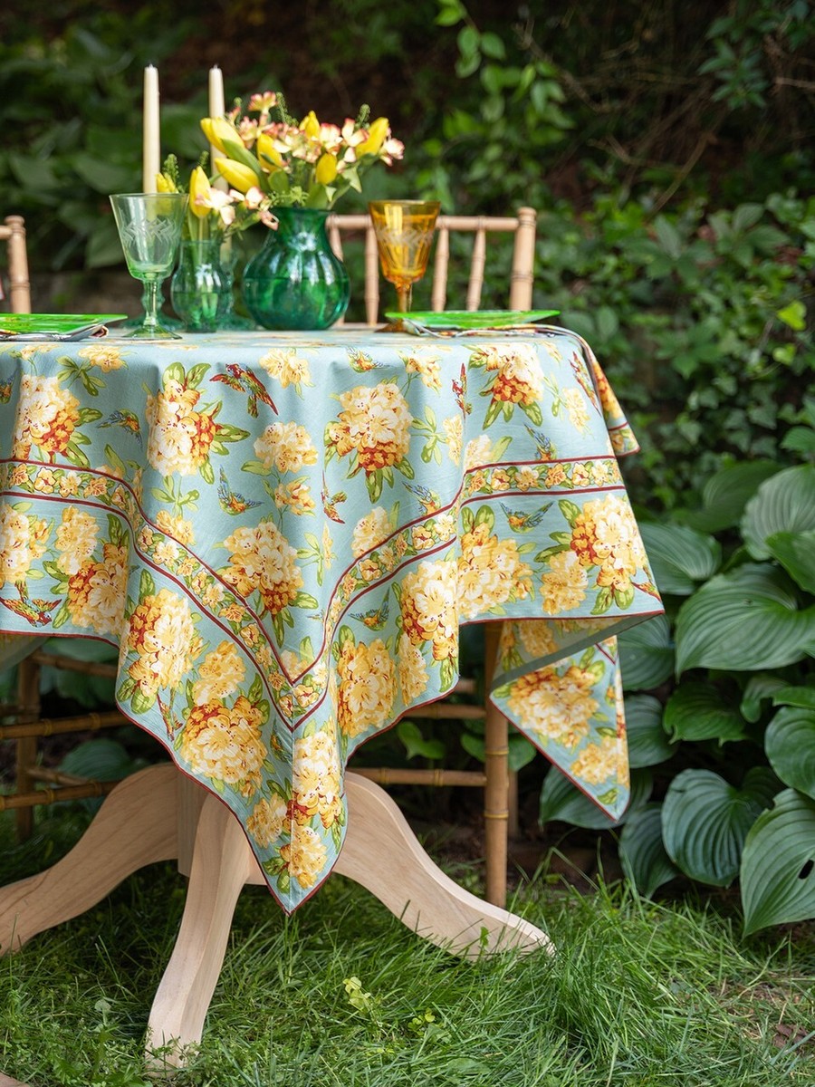 April Cornell Valley of Flowers & Birds Tablecloth 54 x 54