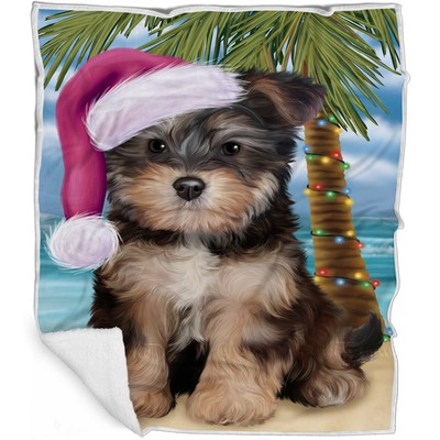 Yorkipoo Dog Blanket - Christmas Summertime Beach - Super Soft & Warm Pet The...