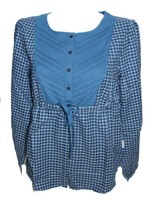 Bluse Damenbluse Langarm Kariert Blau Weiss O57311 Woven Shirt Adidas Gr. 38