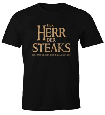 Herren T-Shirt Der Herr der Steaks die Rückkehr des Grillkönigs Fun-Shirt