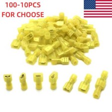 100PCS Nylon Male Female Insulated Spade Crimp Terminals 12-10AWG Wire US
