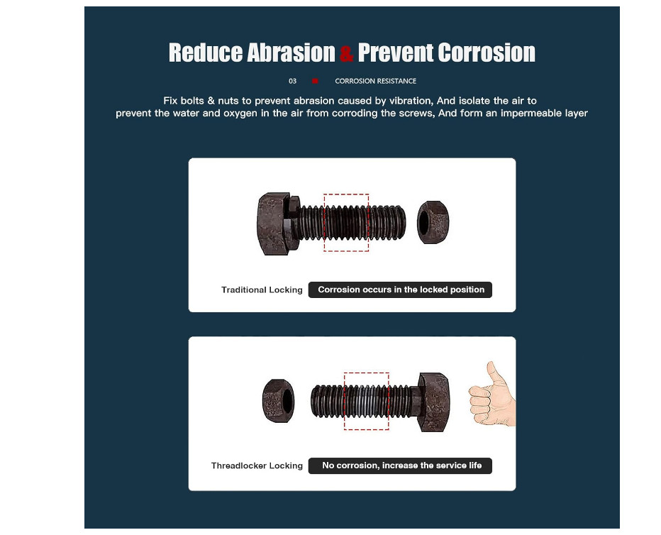 Lock Tight Seal Fasteners Nuts Bolts Locker Anaerobic Curing Metal Glue Car Home